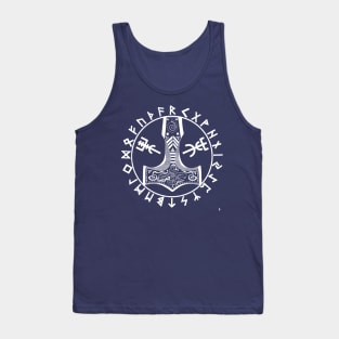 Thor's hammer and Viking runes, transparent background. Tank Top